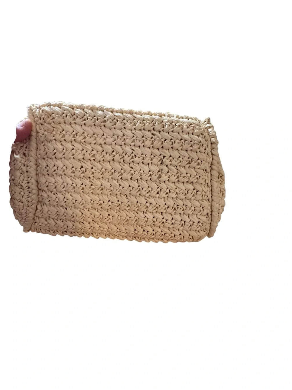 Dorette Vintage Made in Japan Woven Straw Clutch Bag with Gold D-Ring Closure